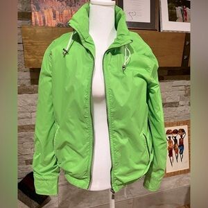 Tommy Hilfiger Lime Green Women's Jacket Tuck in Hooded Lined Rain Gear Medium